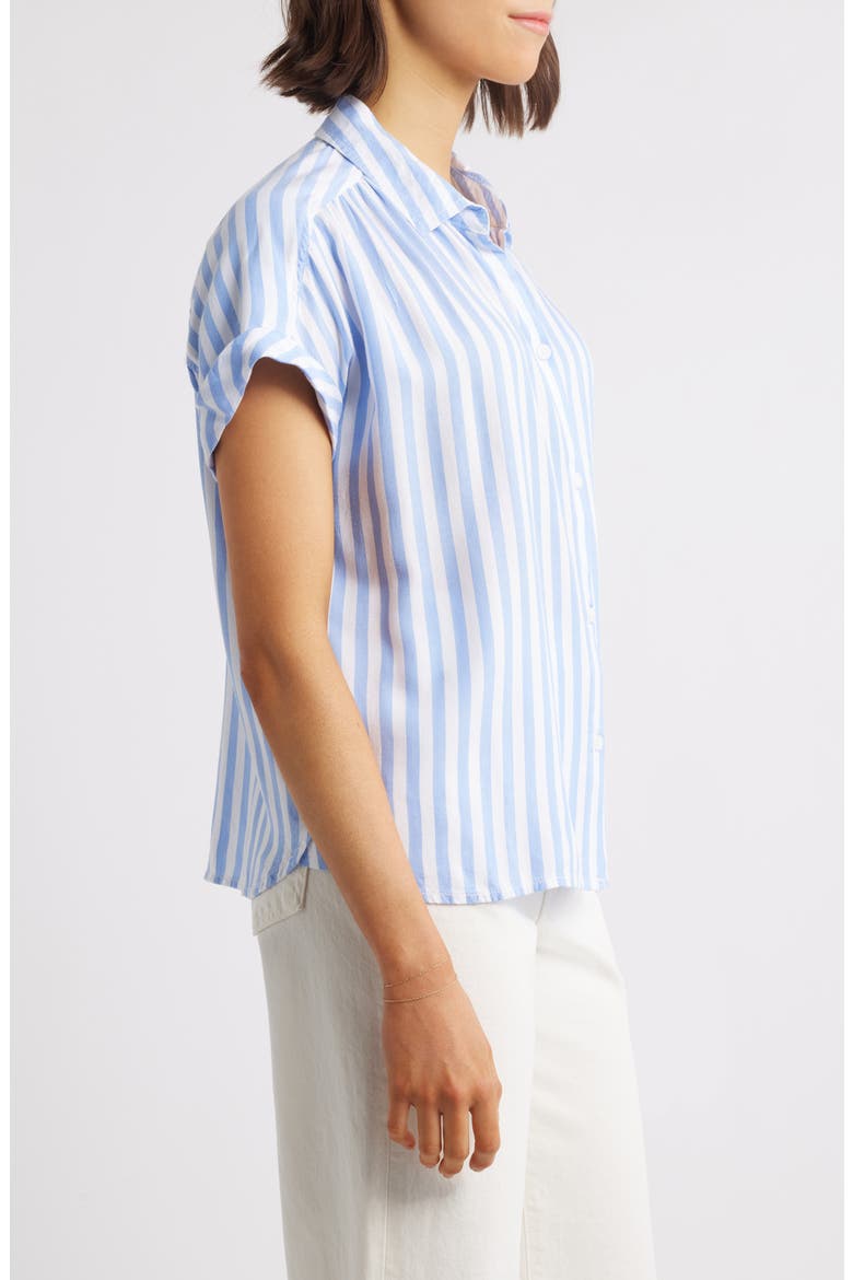 Daria Stripe Short Sleeve Button-Up Shirt, Alternate, color, NEW GLACIER