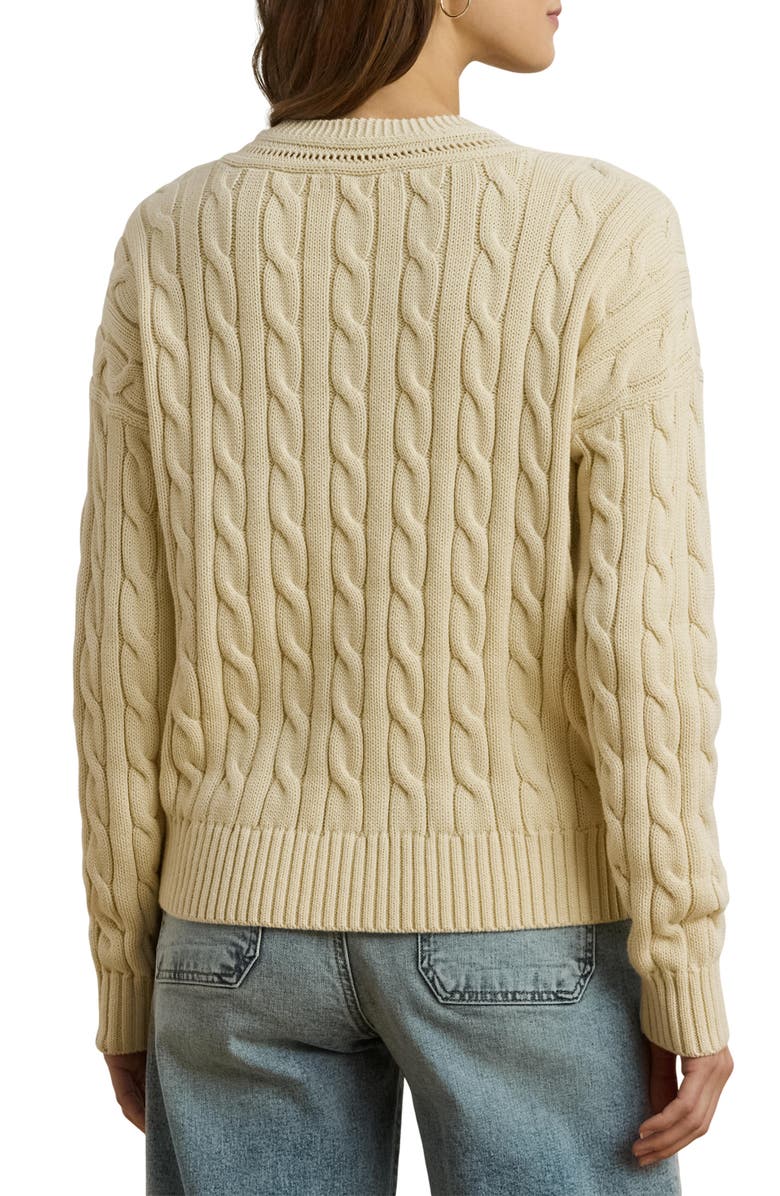 Lauren Ralph Lauren Pointelle & Cable Knit Cricket Sweater, Alternate, color,