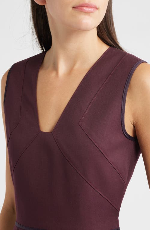 Hugo Boss Boss Drumialdan Virgin Wool Midi Sheath Dress In Purple