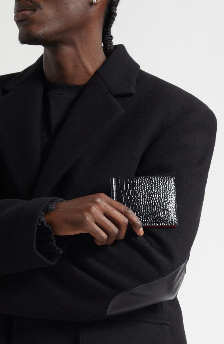 Christian Louboutin Mooncrest Calfskin Bifold Wallet with Money Clip, Alternate, color, Black