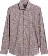 Scott Barber Canclini Regular Fit Floral Cotton Button-Up Shirt