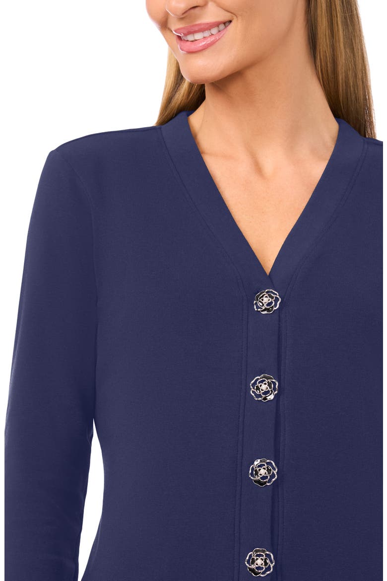 Flower Button Knit Cardigan, Alternate, color, CLASSIC NAVY