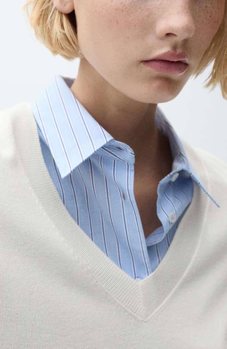 MANGO V-Neck Sweater, Alternate, color, Ecru