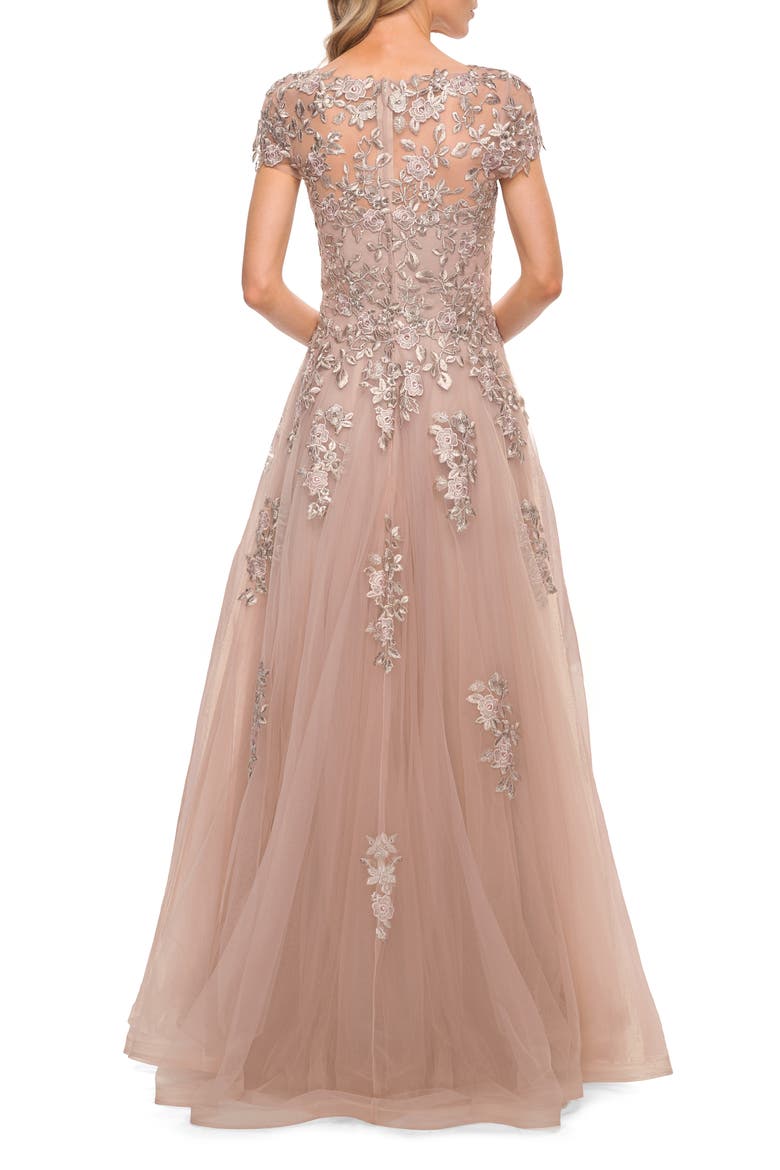 Cap Sleeve Tulle Gown, Alternate, color, BLUSH