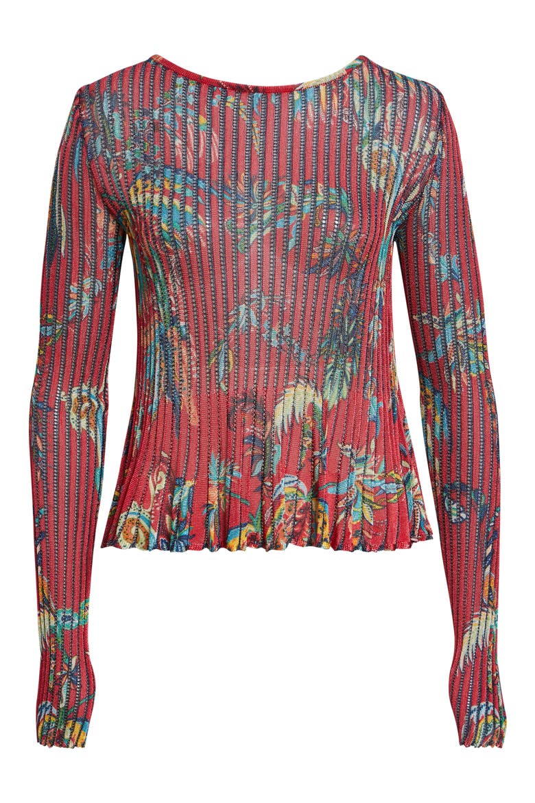 Metallic Rib Sweater, Alternate, color, PRINT ON RED BASE