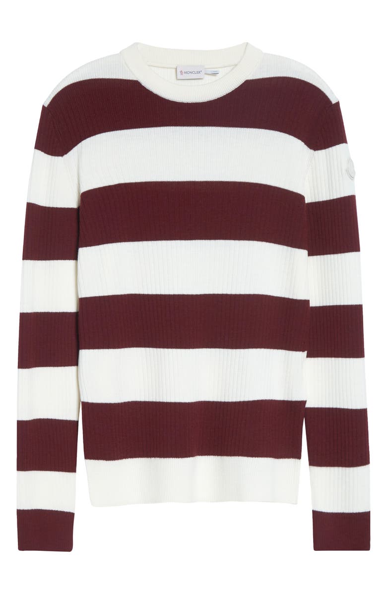 Moncler Rugby Stripe Wool Sweater, Main, color, Burgundy Stripe