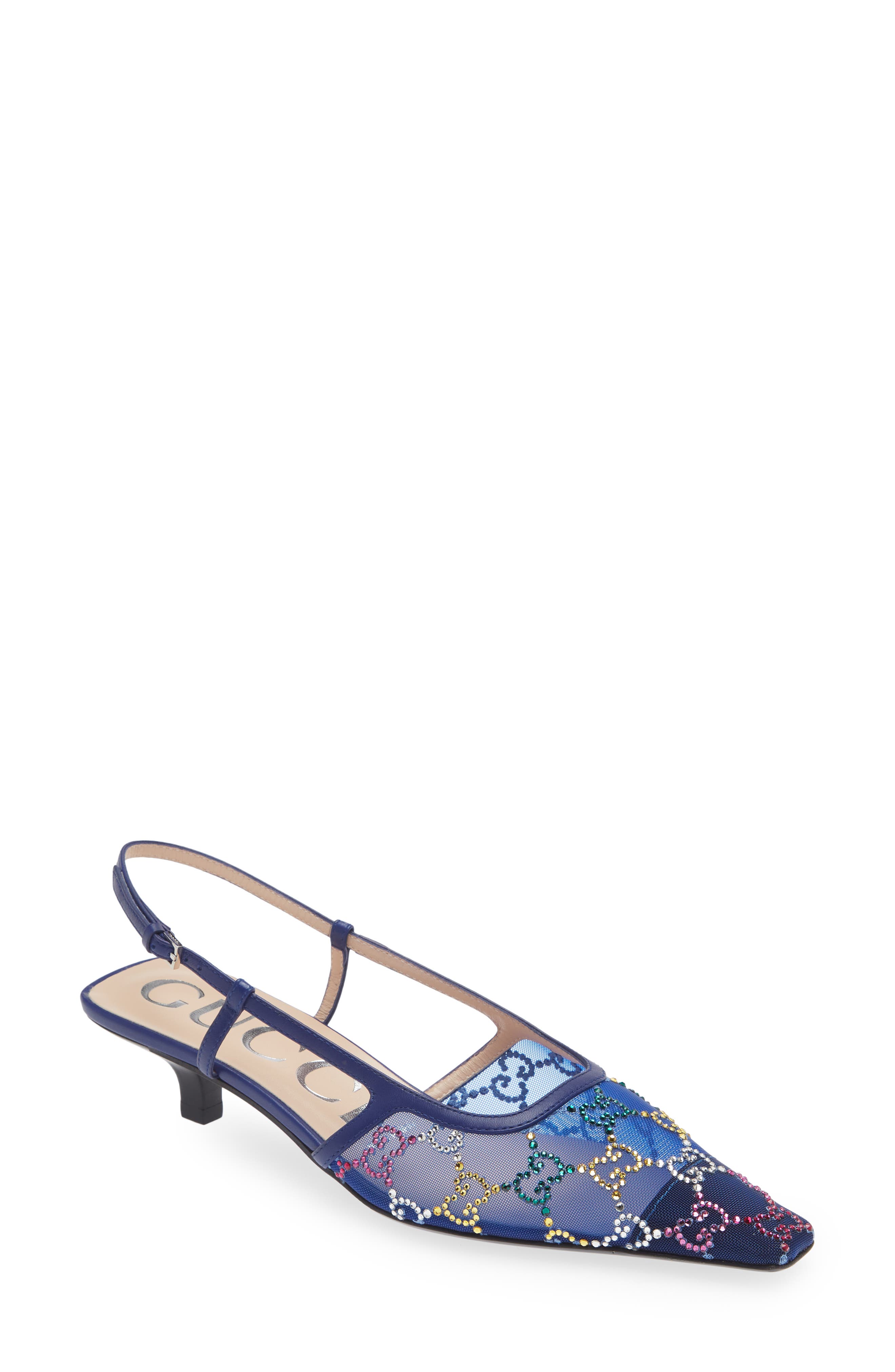 Gucci Tom GG Crystal Embellished Slingback Pump, Main, color, 