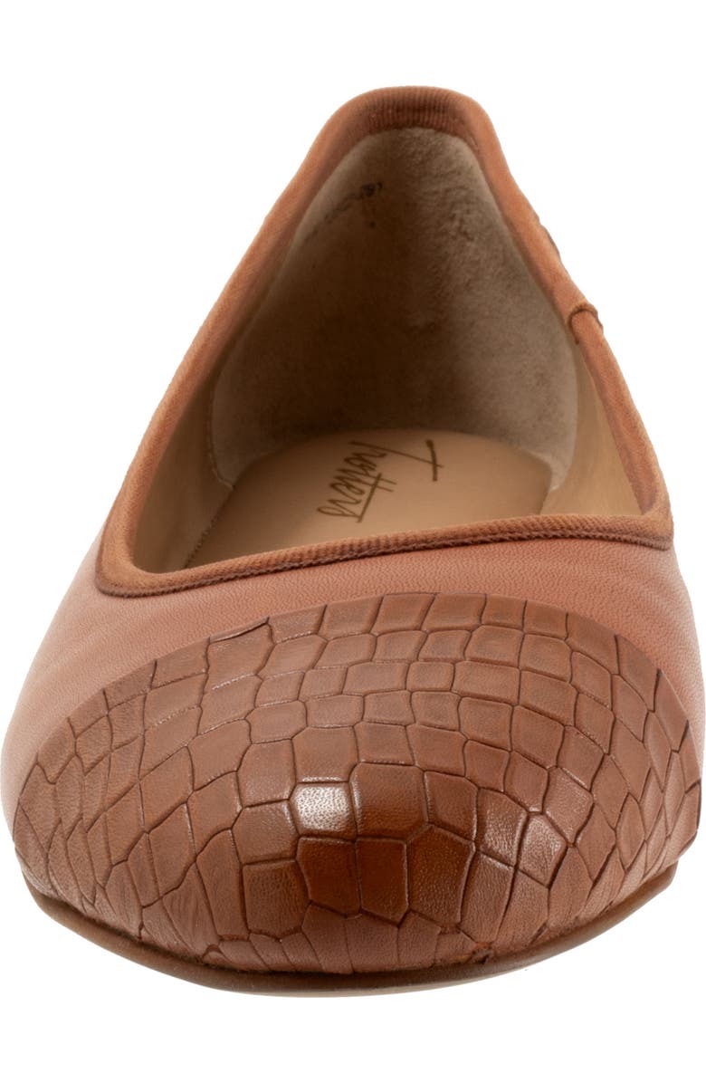 Trotters Clara Cap Toe Flat, Alternate, color, Luggage Croco
