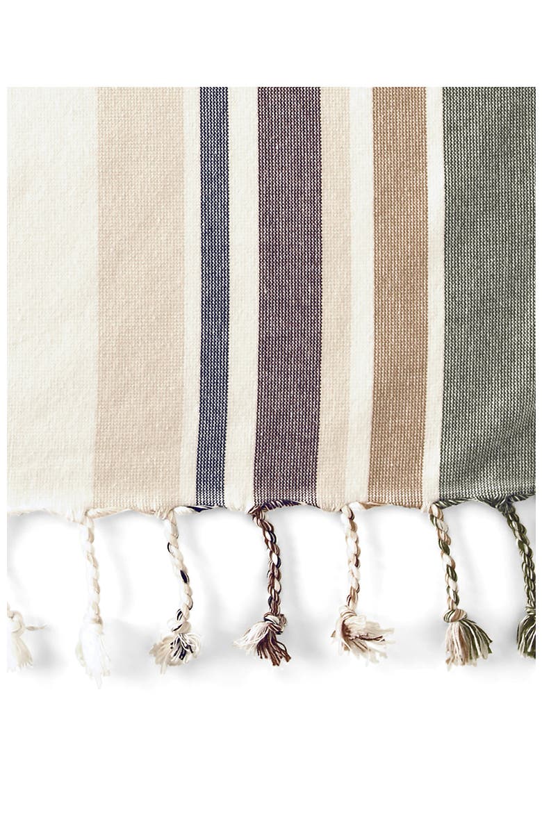 Turkish Cotton Beach Towel, Alternate, color, Brown/Green Multi Stripe