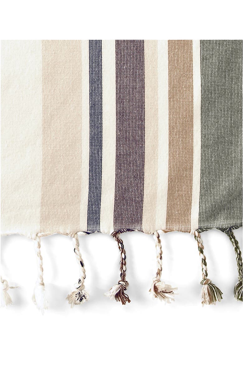 Lands' End Turkish Cotton Beach Towel, Alternate, color, Brown/Green Multi Stripe