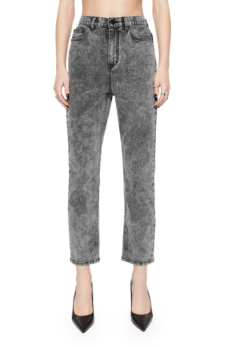 Rebecca Minkoff Lucy High Waist Straight Leg Ankle Jeans, Main, color, Gray Acid Wash