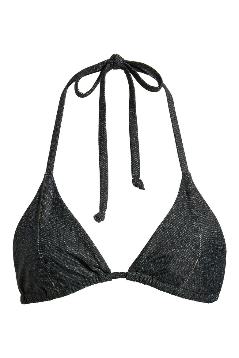 Miramar Faux Denim Bikini Top, Alternate, color, WASHED BLACK