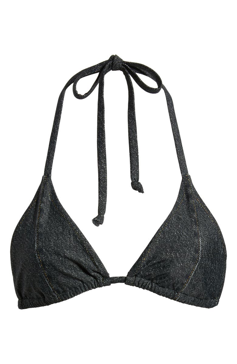 rag & bone Miramar Faux Denim Bikini Top, Alternate, color, Washed Black