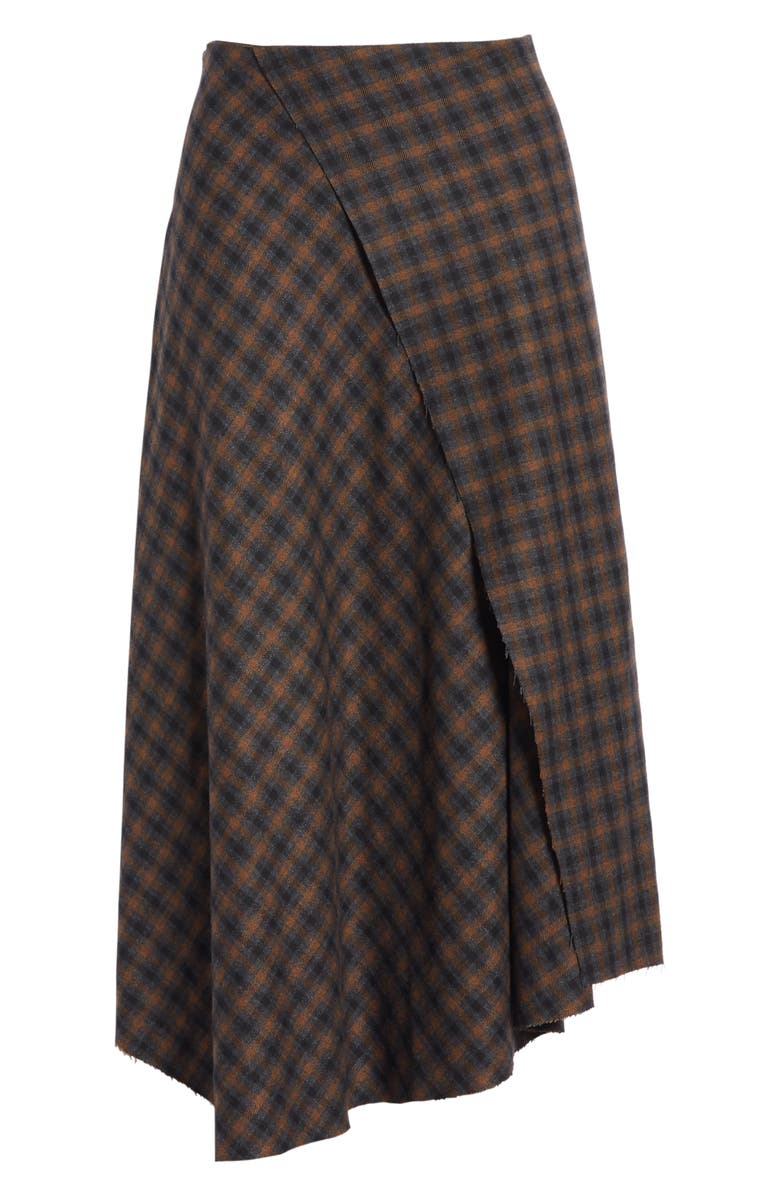 Vince Drape Front Check Plaid Skirt, Alternate, color,