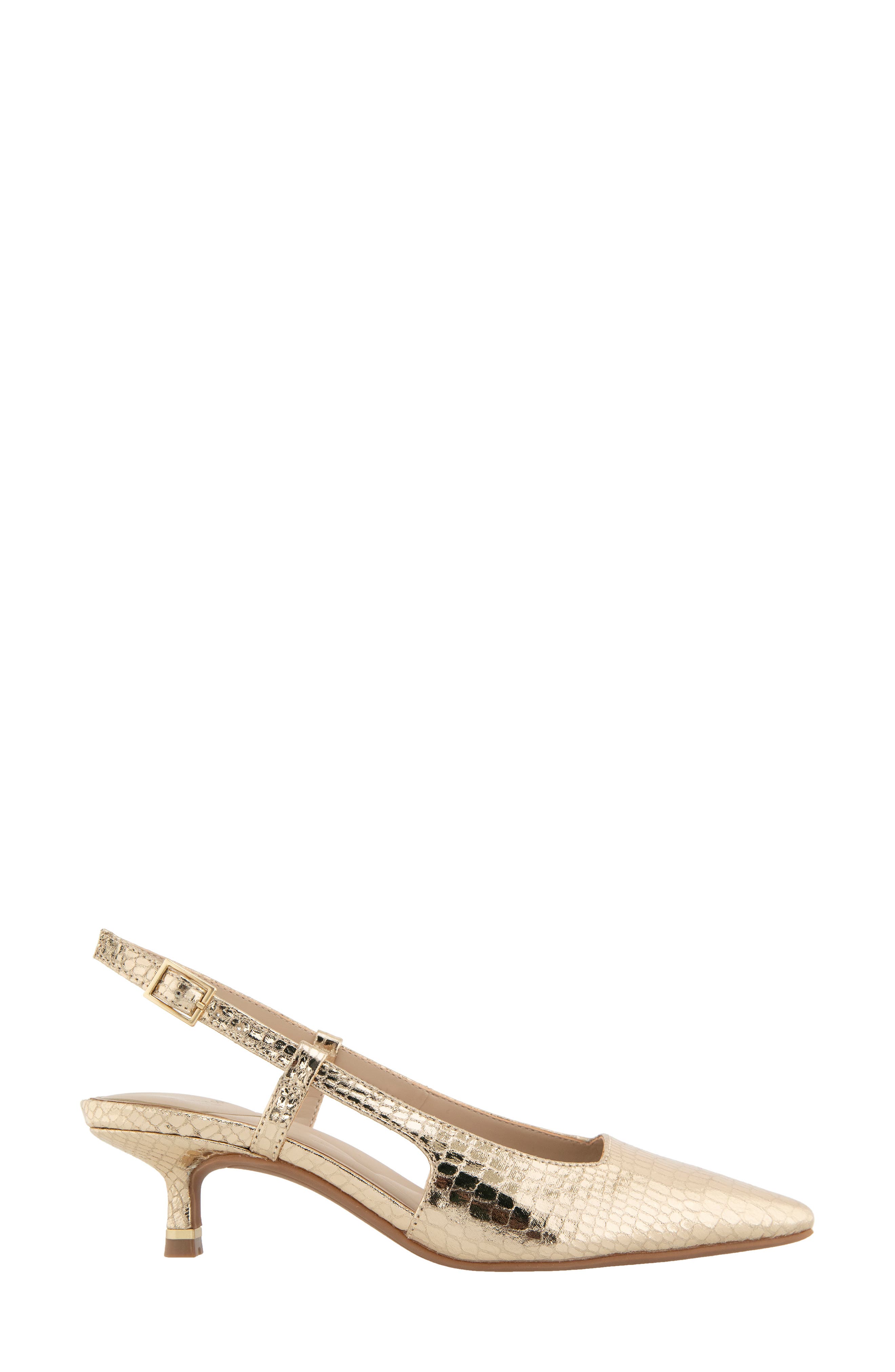 Kenneth Cole Martha Snakeskin Embossed Slingback Pump, Alternate, color, Soft Gold