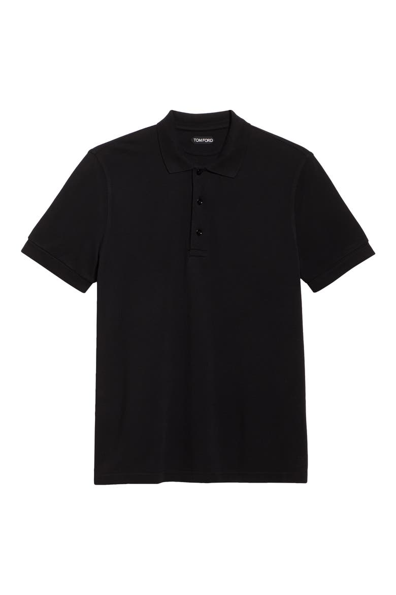 Lyocell & Cotton Piqué Polo, Main, color, LB999 BLACK
