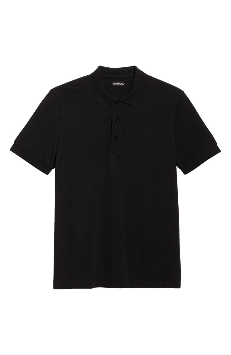 TOM FORD Lyocell & Cotton Piqué Polo, Main, color, Lb999 Black