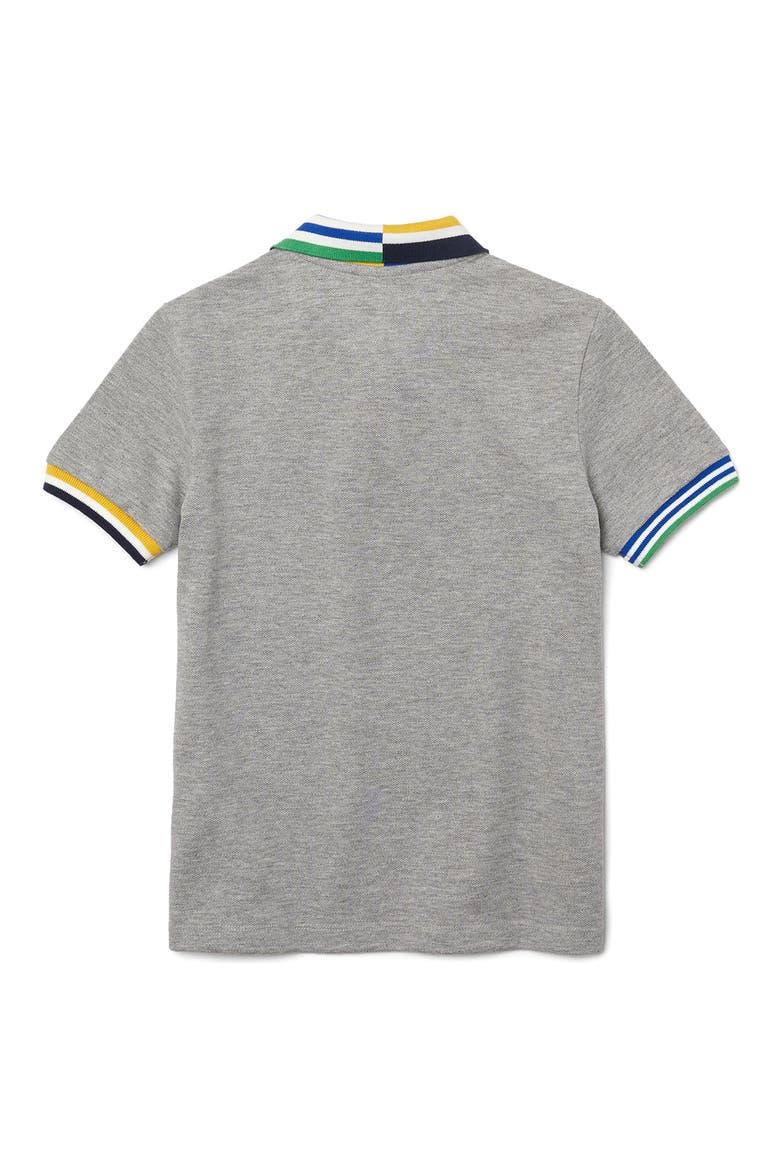 Kids' Mismatched Stripe Piqué Polo, Alternate, color, HEATHER WALL/MULTICOLOR