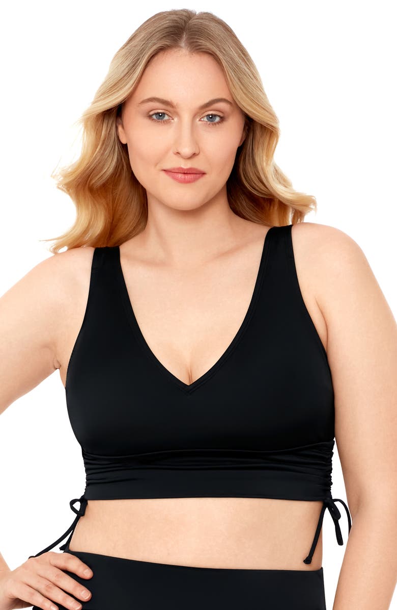 S3 Apparel Cinched Adjustable Midkini Top, Main, color, Onyx Black
