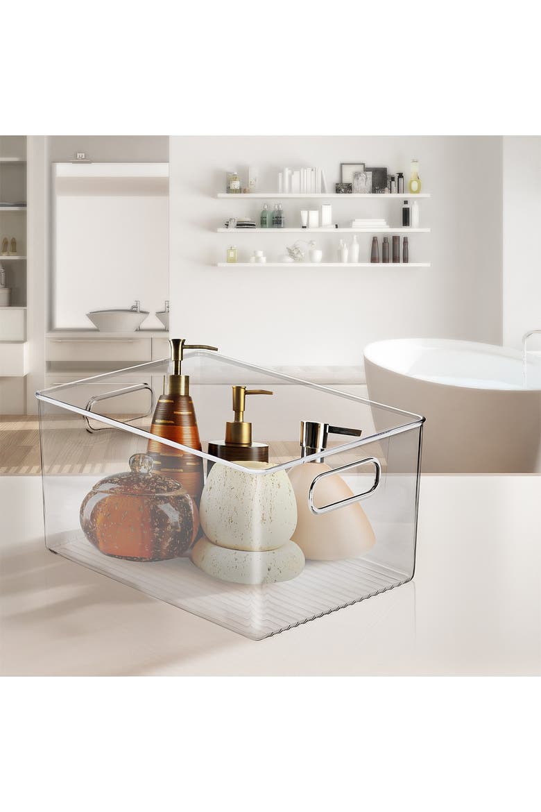 Large Clear Storage Bins - Pack of 4, Alternate, color, CLEAR