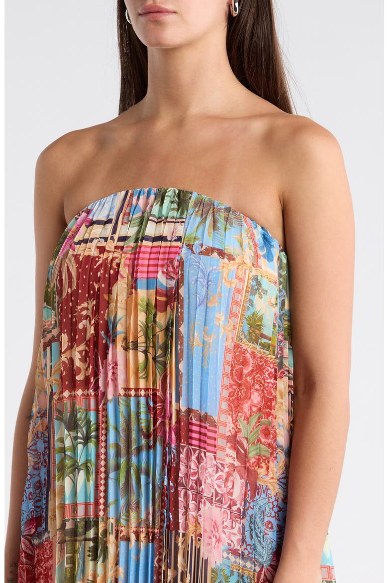 Melani Tropical Isabela Pleated Maxi Dress, Alternate, color, BLUE MULTI