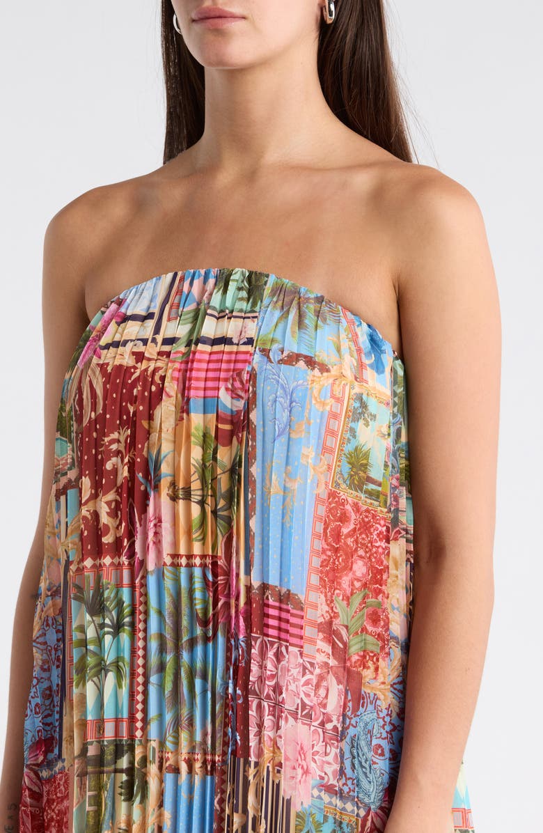 SUGARLIPS Melani Tropical Isabela Pleated Maxi Dress, Alternate, color, Blue Multi