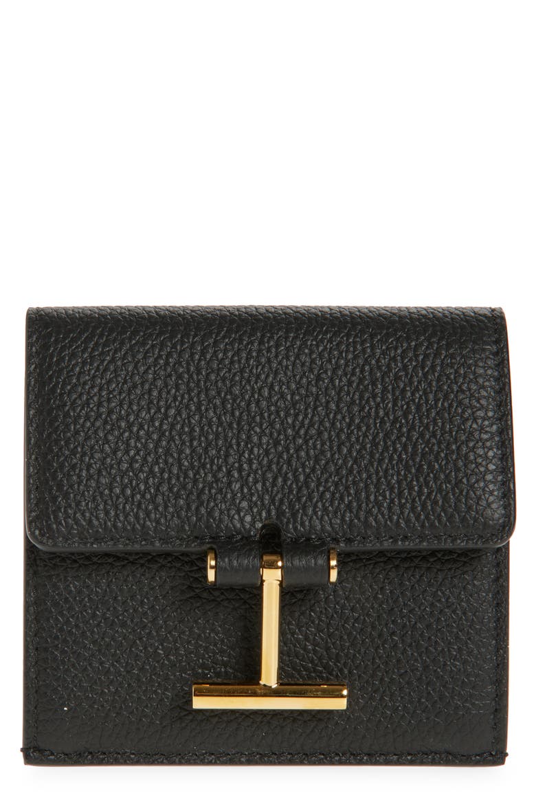 Tara Leather Card Wallet, Main, color, BLACK