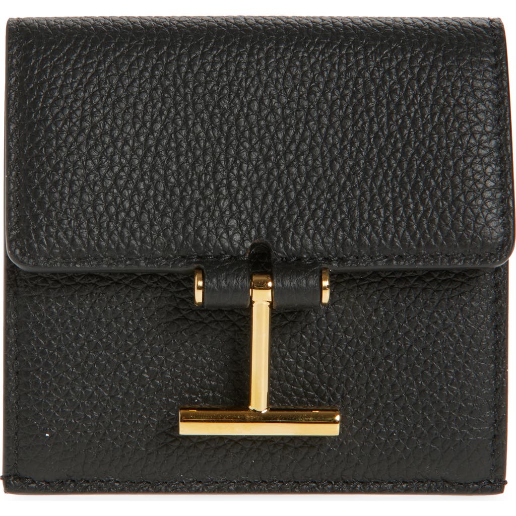 Tom Ford Calfskin Card Holder With Smooth Finish In Black