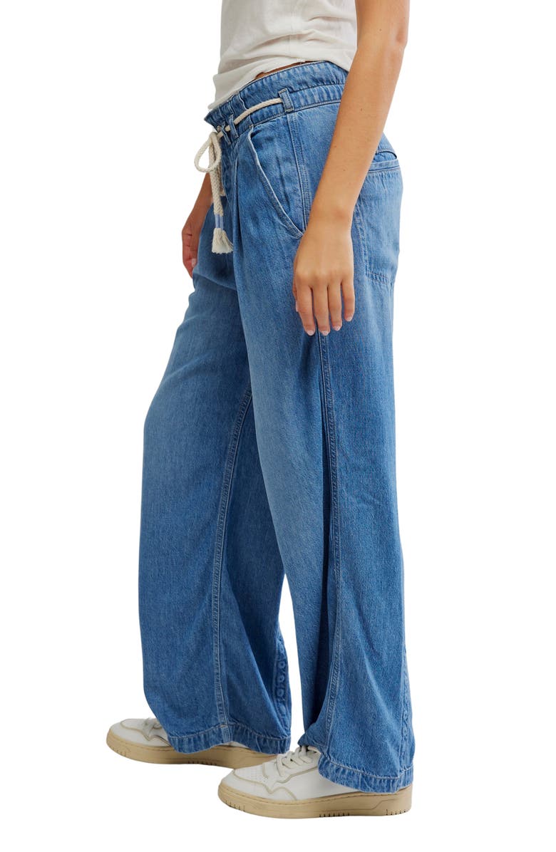 Free People Dakota High Waist Cinched Jeans, Alternate, color, 