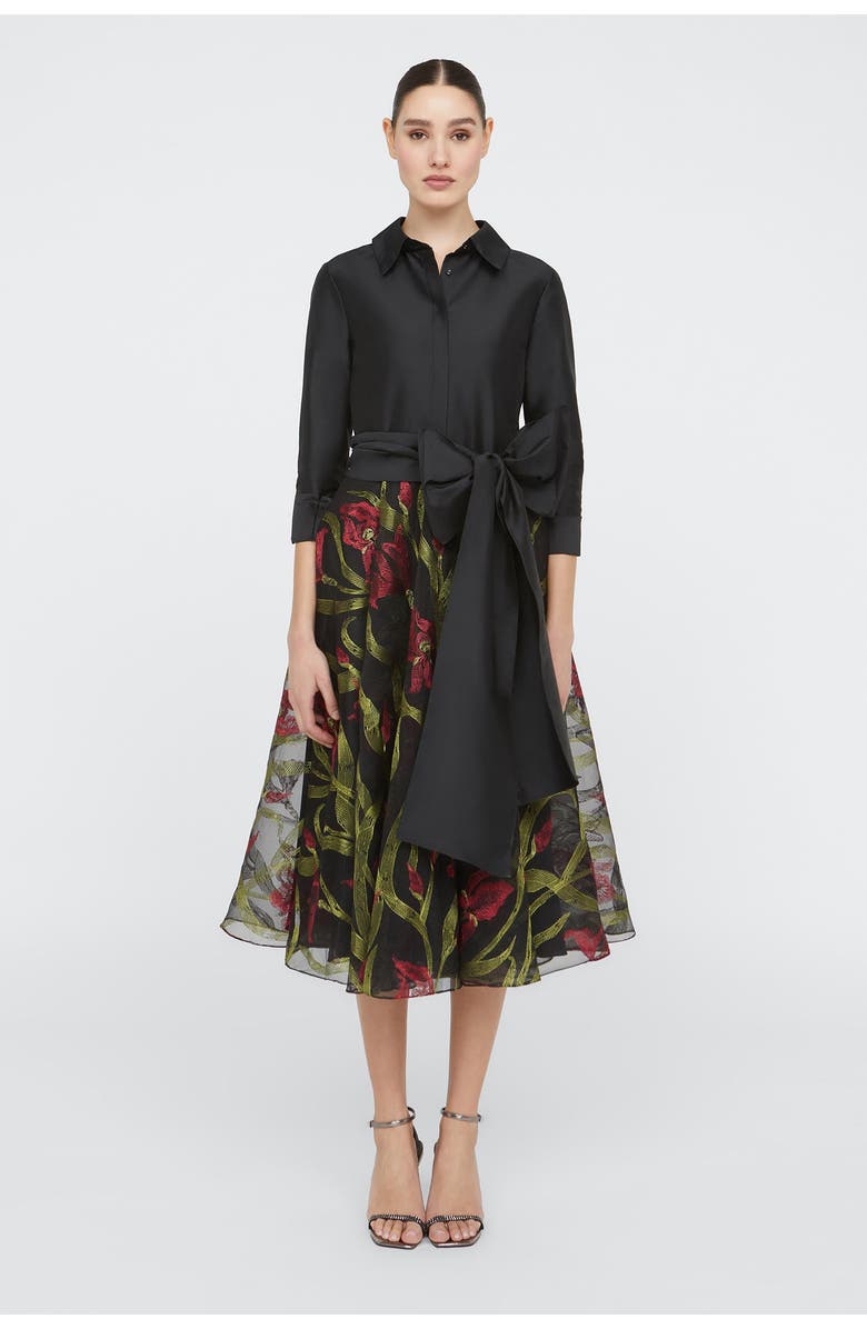 Theia Azura Shirt Dress, Main, color, Black