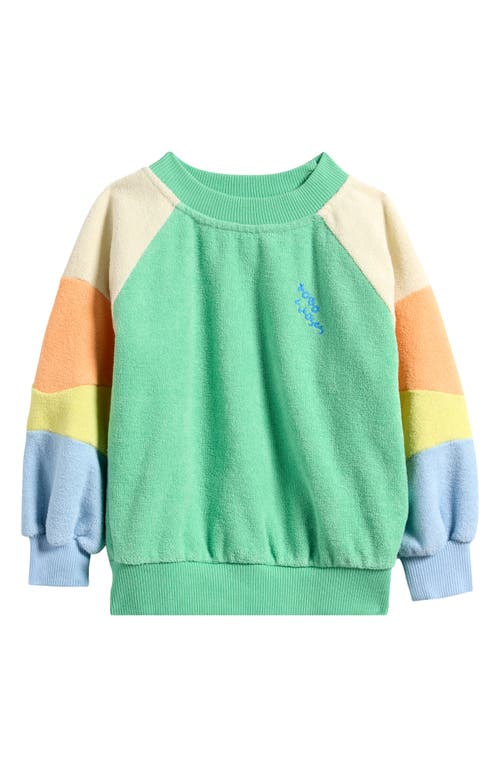 Bobo Choses Colorblock Terry Cloth Sweatshirt In Light Green