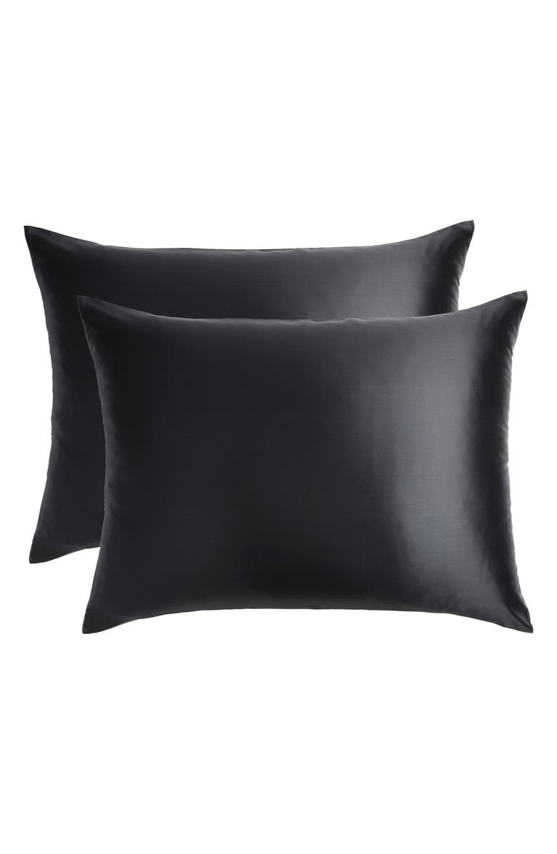 Nordstrom Set of 2 Silk Pillowcases, Main, color, Grey Onyx