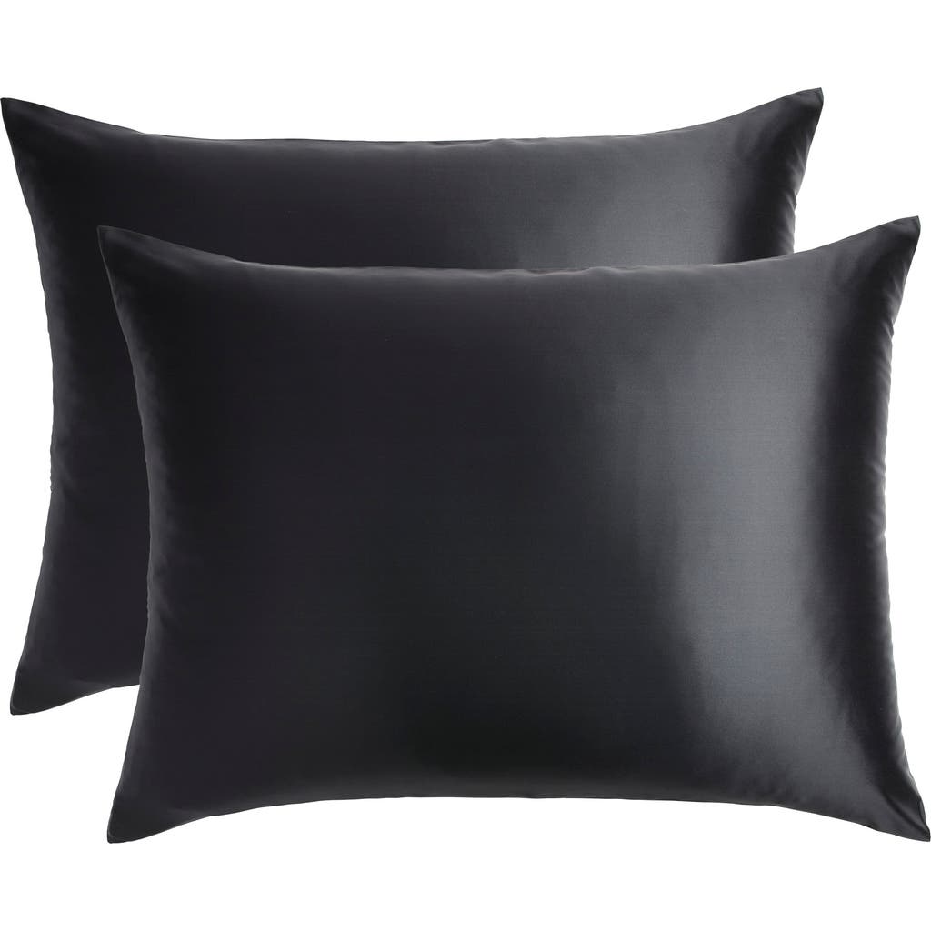 Nordstrom Set Of 2 Silk Pillowcases In Black