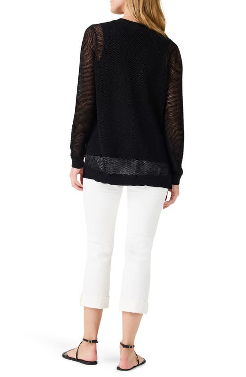 Nic + Zoe Nic+zoe Metallic Mesh Stitch Sweater In Black Onyx