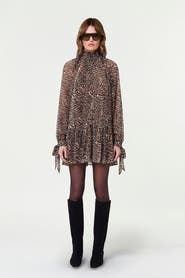 NICHOLAS Eliza Scarf Detail Printed Mini Swing Dress