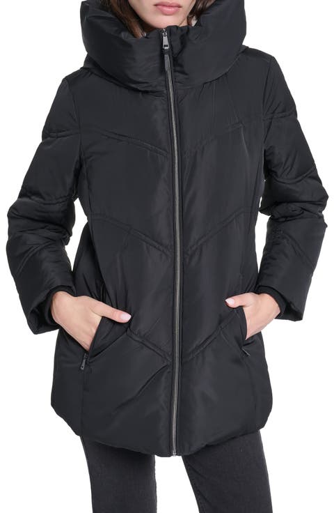 Water Repellent Down & Feather Fill Puffer Jacket