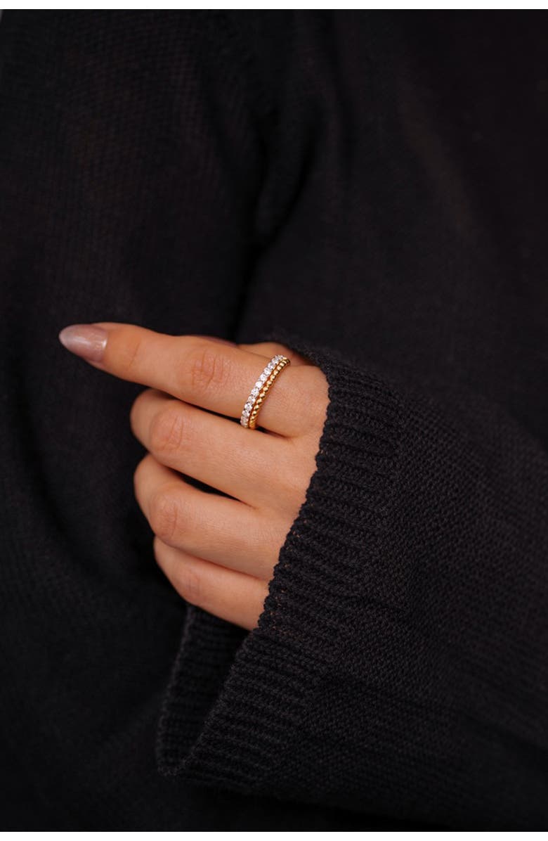 Mint & Lily Beaded Cubic Zirconia Band, Alternate, color, 925 Sterling Silver