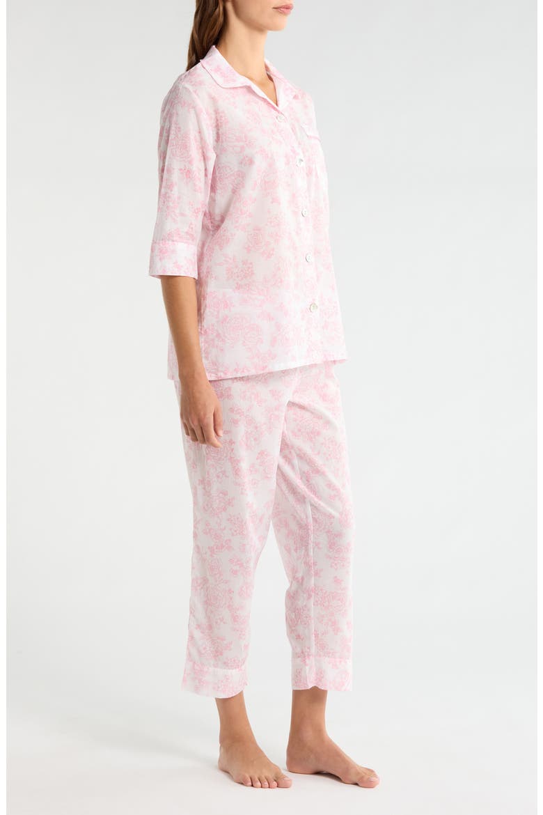 Nostalgia Floral Cotton Voile Crop Pajamas, Alternate, color, DESERT ROSE