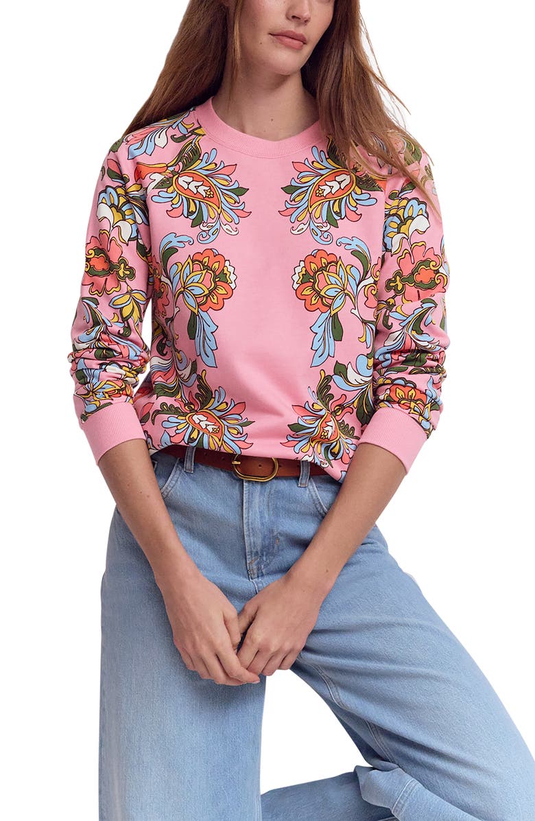 Boden Rosa Print Cotton Sweatshirt, Main, color, Multi, Botanical Flourish