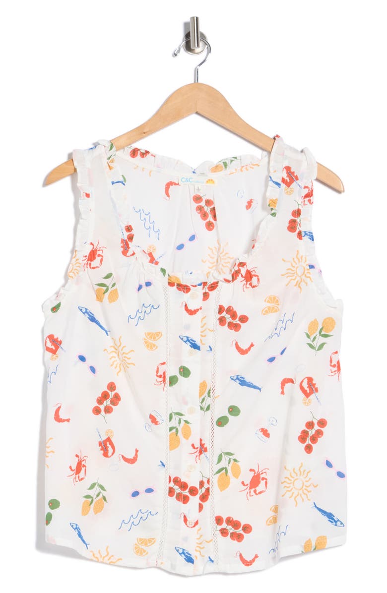 C & C California Katina Cotton Tank Top, Main, color, Sugar Swizzle Conversational