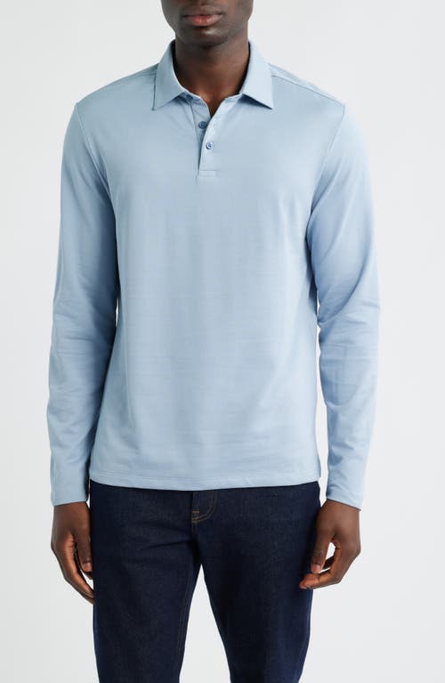 Robert Barakett Luciano Long Sleeve Twill Polo In Blue