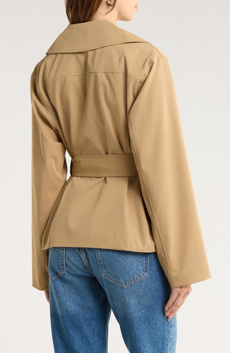 Reformation Jordan Short Trench Coat, Alternate, color, Camel