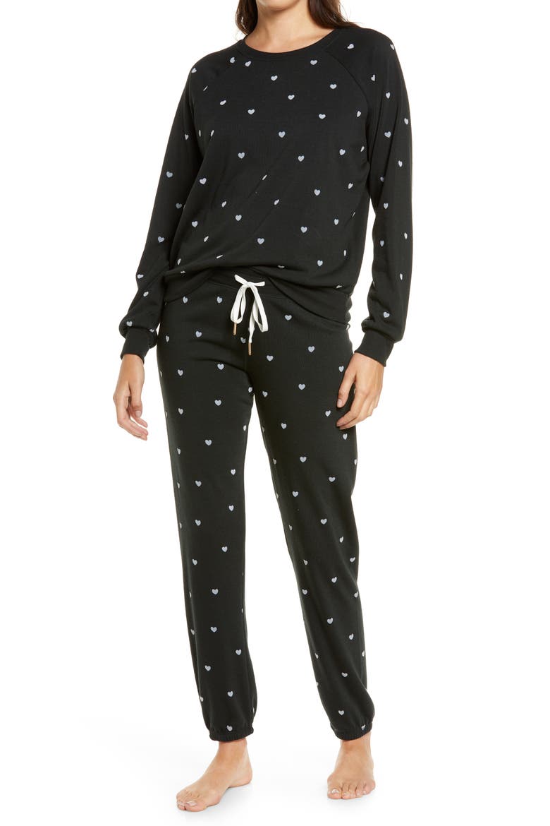 Fleece Pajamas, Main, color, BLACK