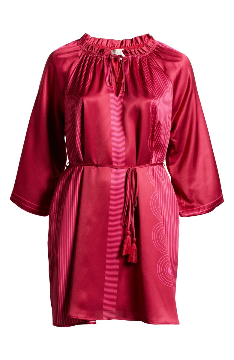 CIEBON Ritz Tie Waist Long Sleeve Satin Dress, Alternate, color, Magenta