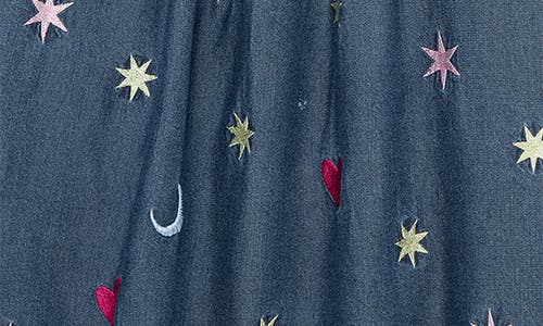 Peek Aren't You Curious Kids' Celestial Embroidered Pinafore & T-shirt Set In Blue