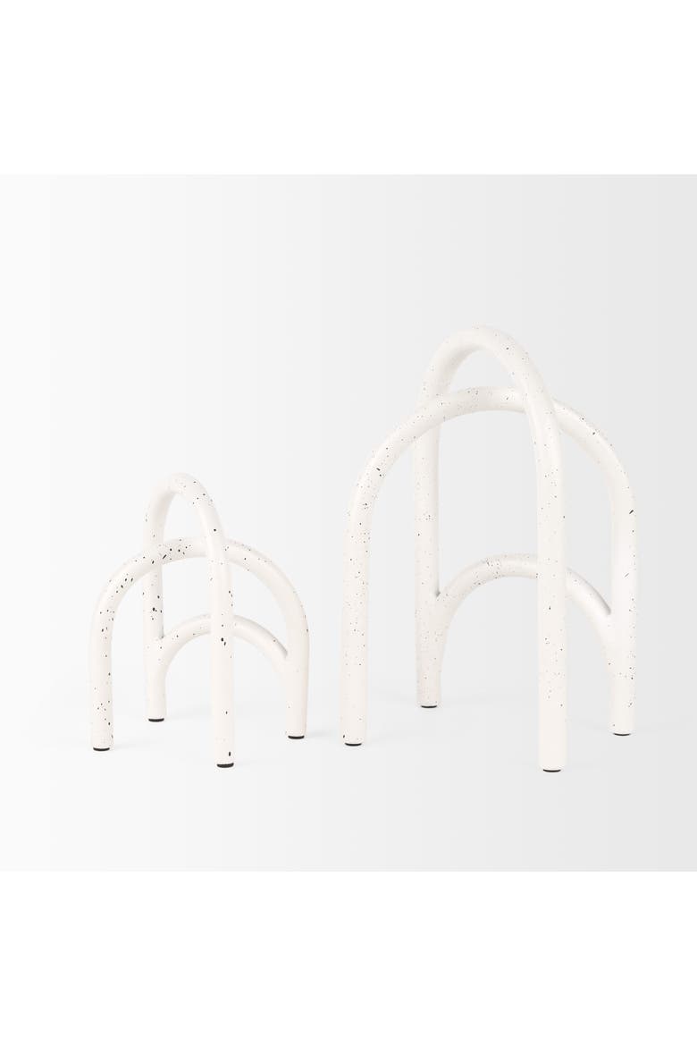 Springe White and Gray Speckled Arch Decorative Object, Alternate, color, White