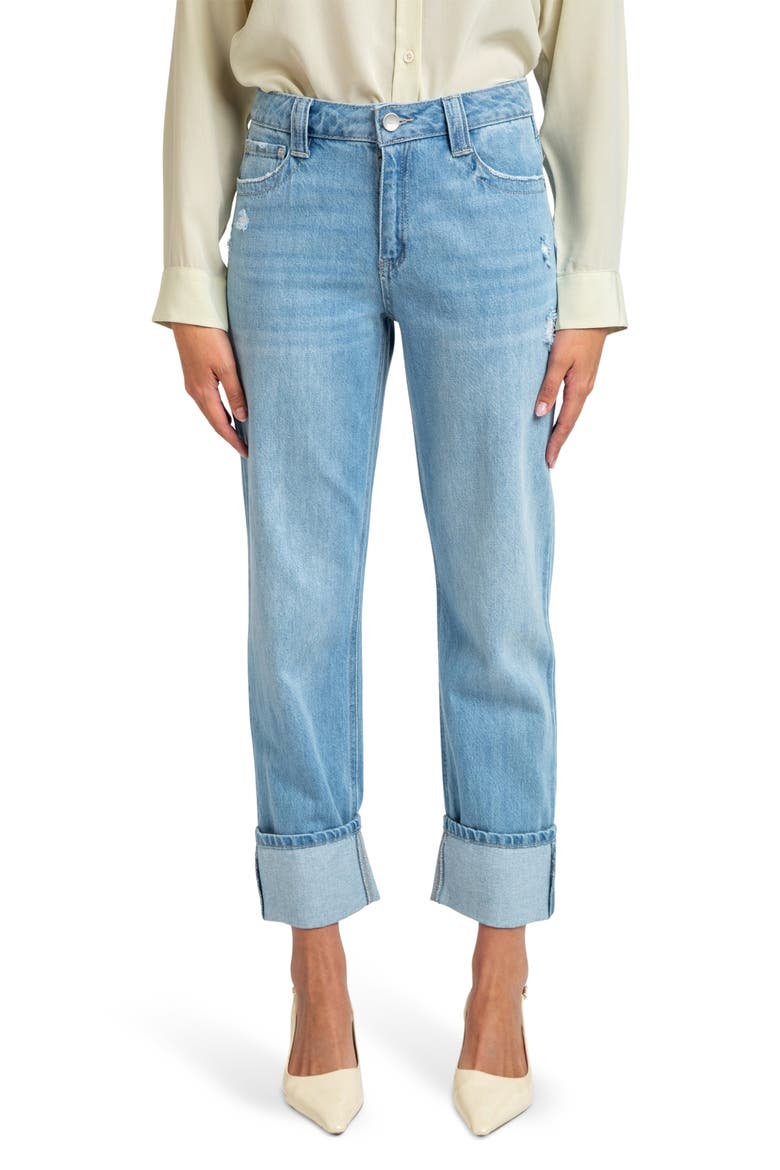 Low Rise Loose Straight Leg Jeans, Main, color, BLUE/ BLACK VINTAGE