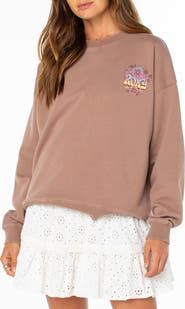 Roxy Lineup Oversize Cotton Blend Graphic Sweatshirt