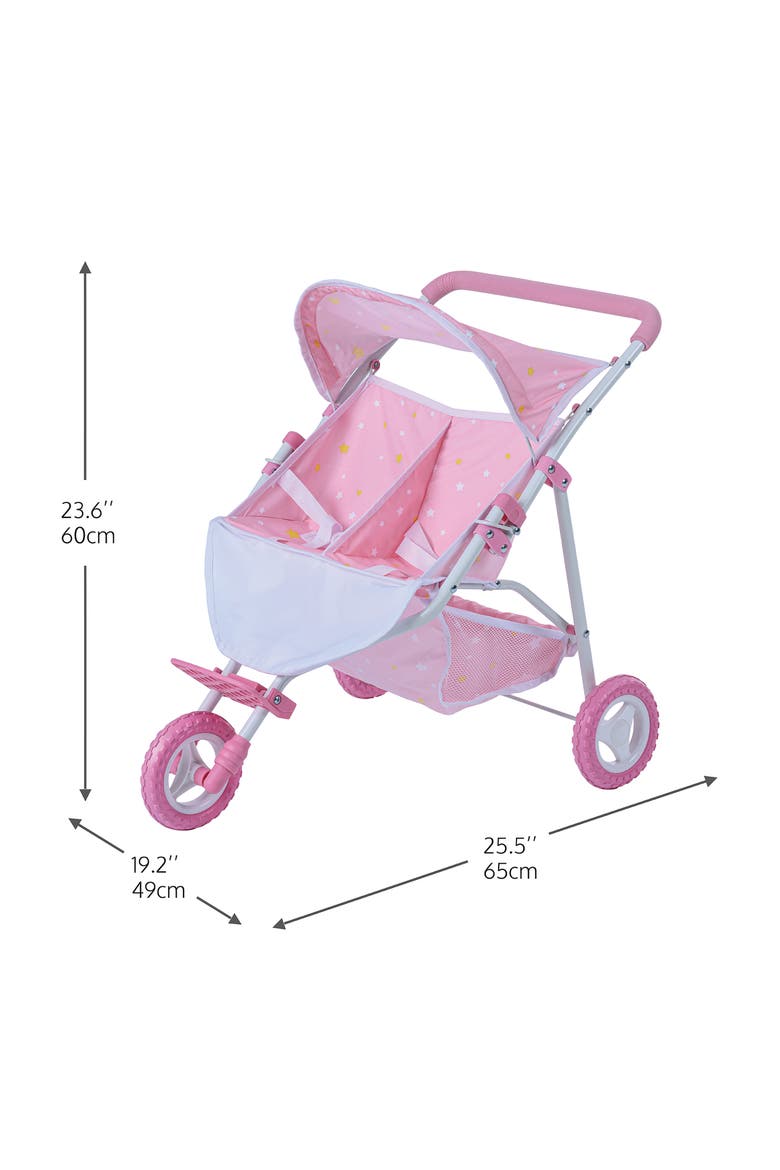 Olivia's Little World Twinkle Star Princess Collection Twin Doll Stroller, Alternate, color, PINK