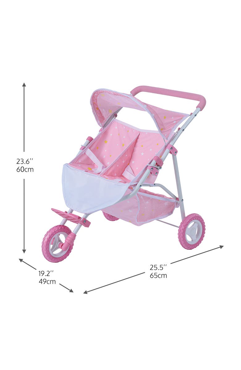 Teamson Kids Olivia's Little World Twinkle Star Princess Collection Twin Doll Stroller, Alternate, color, Pink